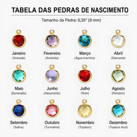 Colar Personalizado + Pedra de Aniversário - Folheado a Ouro - Corte a Laser - Não Escurece - Frete Grátis