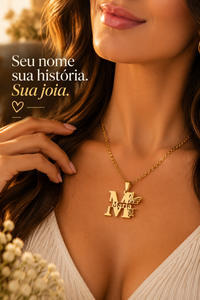 Colar Personalizado com Seu Nome + Inicial 🦋 | Folheado a Ouro ✨