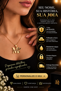 Colar Personalizado com Seu Nome + Inicial 🦋 | Folheado a Ouro ✨