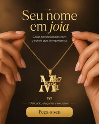 Colar Personalizado My Name Is - Aço Inoxidável - Folheado a Ouro - Corte a Laser - Frete Grátis