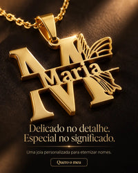 Colar Personalizado My Name Is - Aço Inoxidável - Folheado a Ouro - Corte a Laser - Frete Grátis