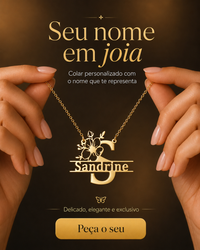 Colar Personalizado My Name Is - Flor - Folheado a Ouro - Corte a Laser - Não Desbota - Envio Grátis