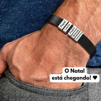 Pulseira Personalizada - Couro + Aço Inox - Gravação a laser - Oferta especial