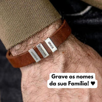 Pulseira Personalizada - Couro + Aço Inox - Gravação a laser - Oferta especial