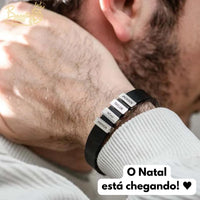 Pulseira Personalizada - Couro + Aço Inox - Gravação a laser - Oferta especial
