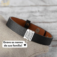 Pulseira Personalizada - Couro + Aço Inox - Gravação a laser - Oferta especial