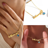 Colar Personalizado + Pedra de Aniversário - Folheado a Ouro - Corte a Laser - Não Escurece - Frete Grátis