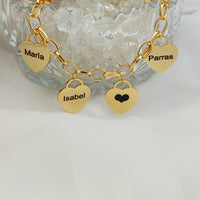 Pulseira Corações da Vida - Personalizável - Gravação a Laser - Aço Inoxidável | Oferta Especial Dia Das Mães!