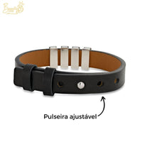 Pulseira Personalizada - Couro + Aço Inox - Gravação a laser - Oferta especial